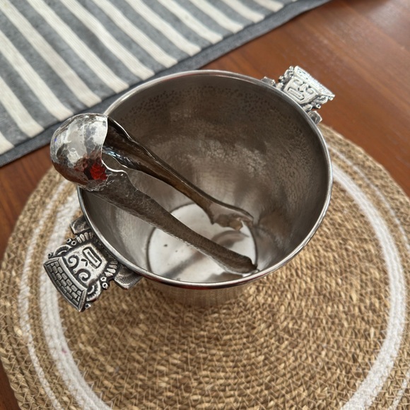 Vintage Peruvian Hammered Silver Ice Bucket and Tongs - Picture 6 of 17